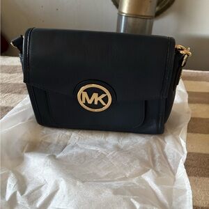 Michael Kors Navy Crossbody Bag with Gold Accents